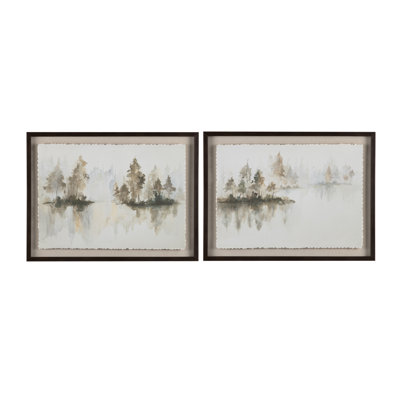 Sepia Silhouette 2-Piece Landscape Framed Paintings