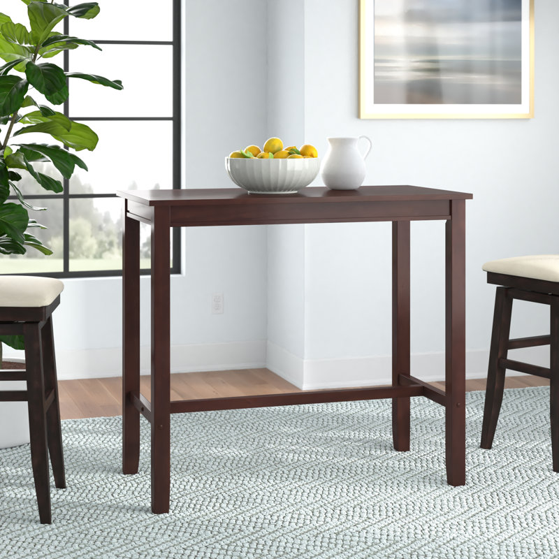 Bartonville Solid Wood Base Pub Table, Walnut, 42" H x 47.25" L x 23.75" W