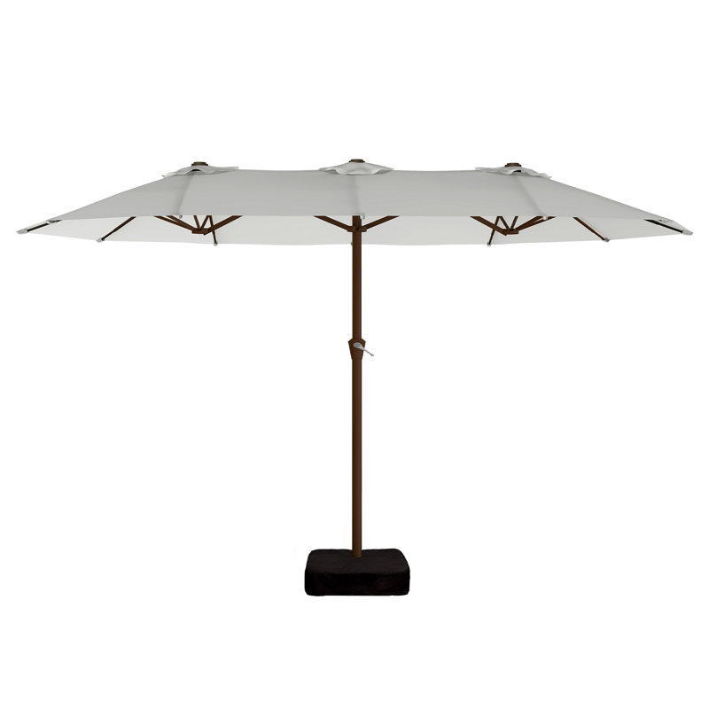 Parasol de patio à double face 15 pi x 9 pi avec base pour piscine de jardin, Beige
