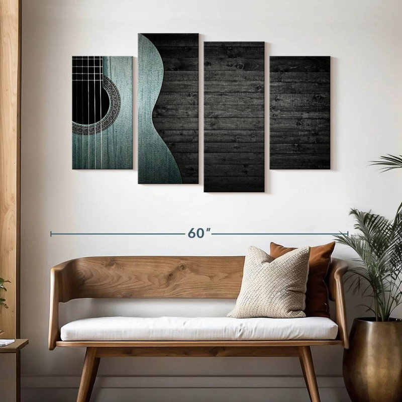 Abarca Vignette, guitare bleue, H 32 po x l 52 po