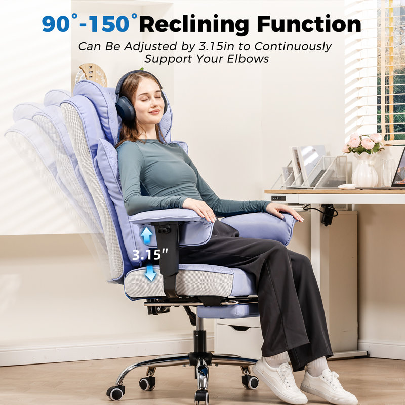 Big and Tall Office Chair 400LBS Wide Ergonomic Gaming Chair with Deluxe Embossing Designed Leather with Foot Rest,150°Reclining Adjustable Soft Armrests Pocket Spring Back Support and Pillow