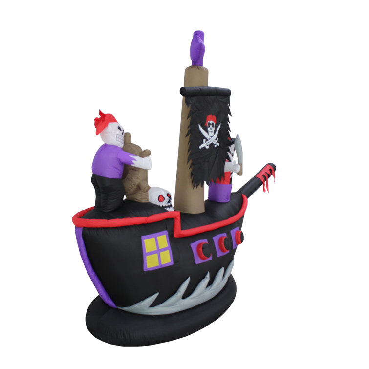 The Holiday Aisle Halloween Inflatable Pirate Ship with Skeleton