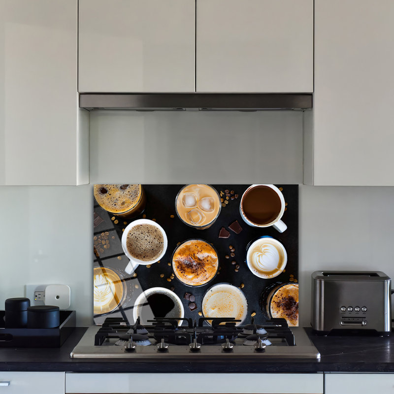 Dosseret en verre trempé café - décoration murale de cuisine, H 36,5 po x l 36,5 po