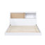 Lit double avec bibliothèque et tête de lit pour enfant, tête de lit blanche, sans sommier, taille compacte avec sommier tapissier, finition 2 tons, rangement