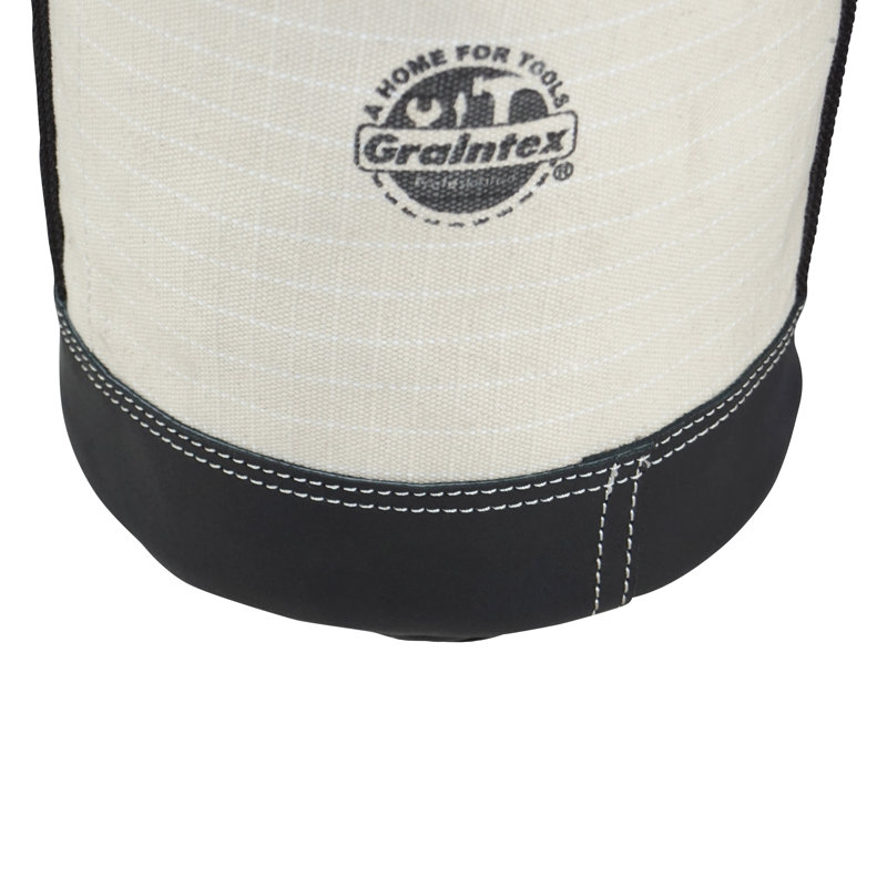 10 in. 1-Pocket Utility Ripstop Canvas Bucket with Hook and Leather Bottom