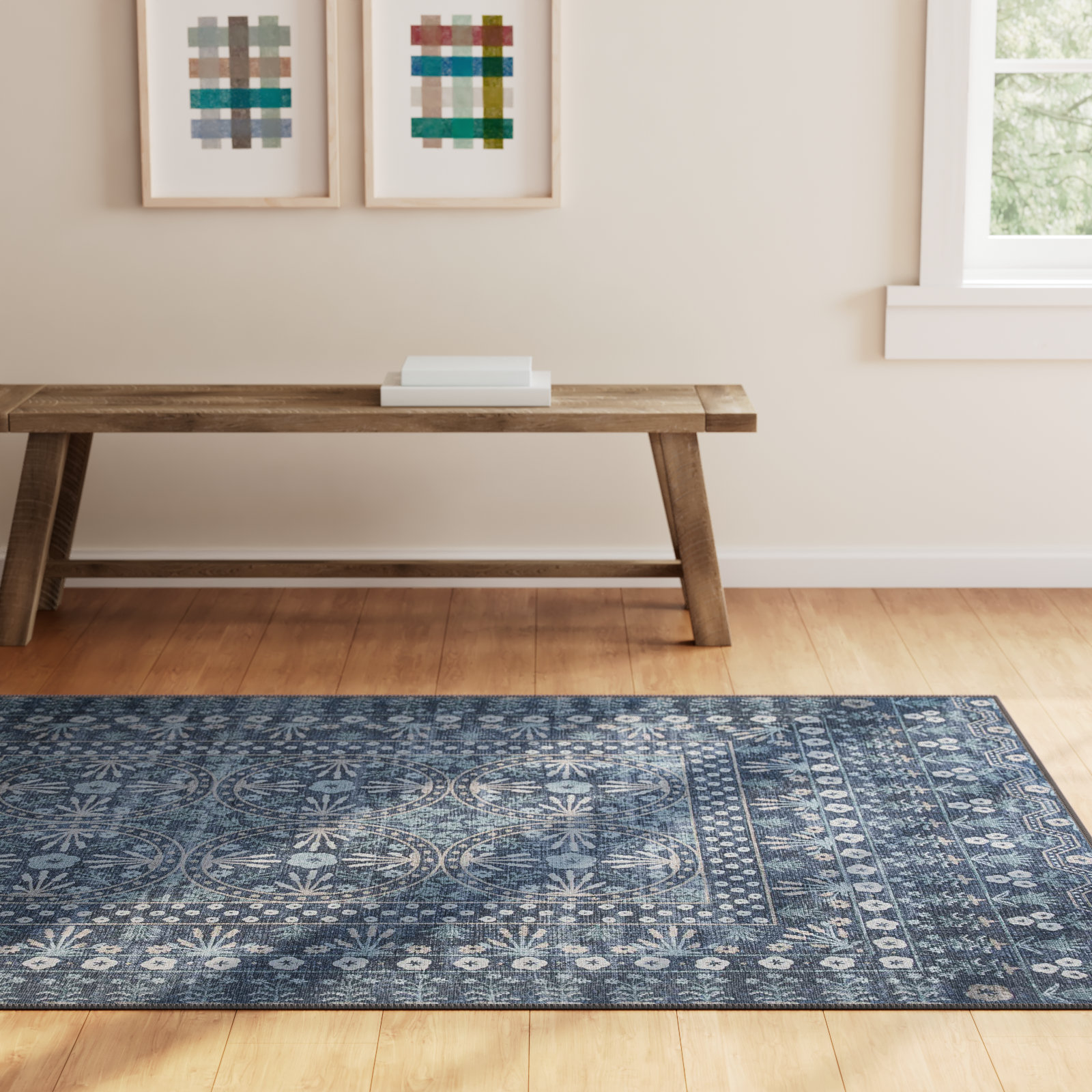 Rifle Paper Co. x Loloi Maison Rosette Blue Rug, Rectangle 5' x 7'6"