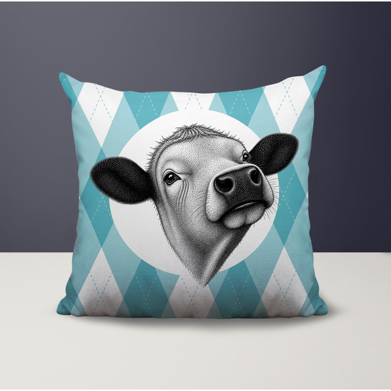 Coussin réversible intérieur / extérieur Cow, 18 x 18, Sarcelle