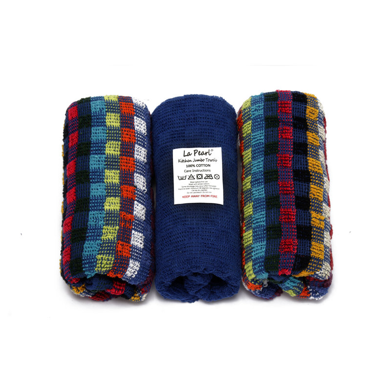 Mono Cotton Jacquard Tea Towel Kitchen Towel, Blue/Yellow/Green