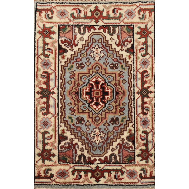 Tapis géométrique traditionnel en laine fait à la main 2 x 3