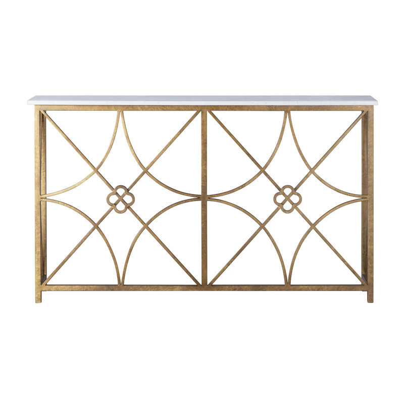 Boxwood's Console (58"W), Royal Gold, Carrera Marble