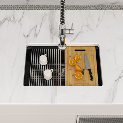 Évier de cuisine en quartz composite encastré 28 po x 19 po