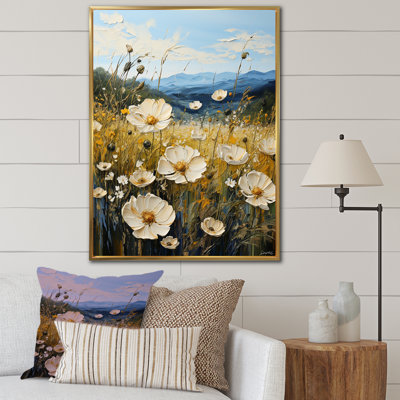 Buttercups Flowers Mountain Landscape sur toile