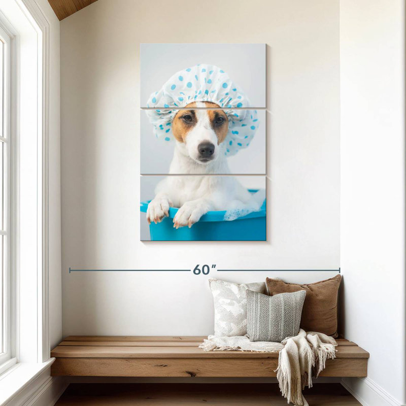 Ketti Terrier In Blue Bath, 45" H x 28" W