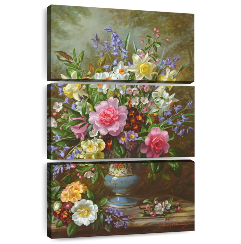 Harnek Bluebells, jonquilles, primevères et pivoines, H 57 po x l 36 po