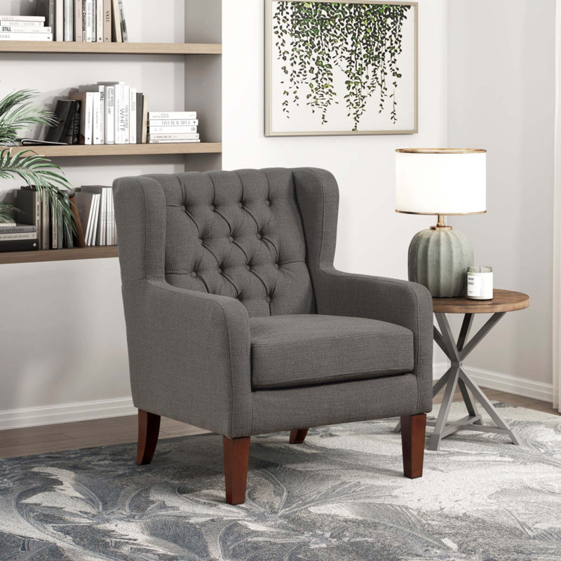 Fauteuil à oreilles classique, Gris foncé