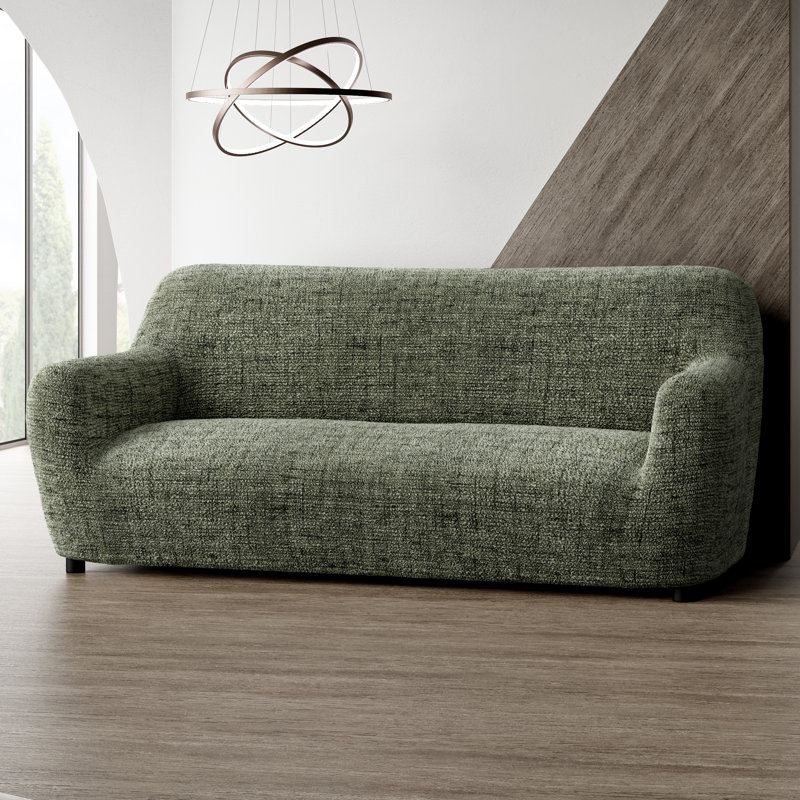 Stretchy Slipcover for Sofa - Durable & Stylish - Printed Collection, Vittoria Mossy Gray, 85" W