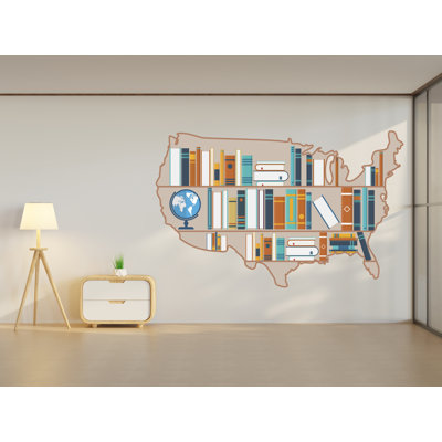 Autocollants muraux, États-Unis, bibliothèque, carte murale, bibliothèque