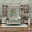 Grand lit escamotable mural avec rangement hydraulique, canapé, tablettes et tiroirs, éclairage DEL / USB-120675490