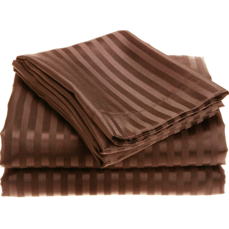 Microfiber Striped Sheet Set, Chocolate, Twin