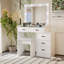 Coiffeuse réglable blanche avec 5 tiroirs