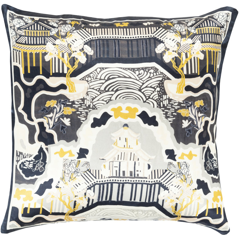 Silk Throw Pillow, Down, Forest, 18" H x 18" W x 4" D
