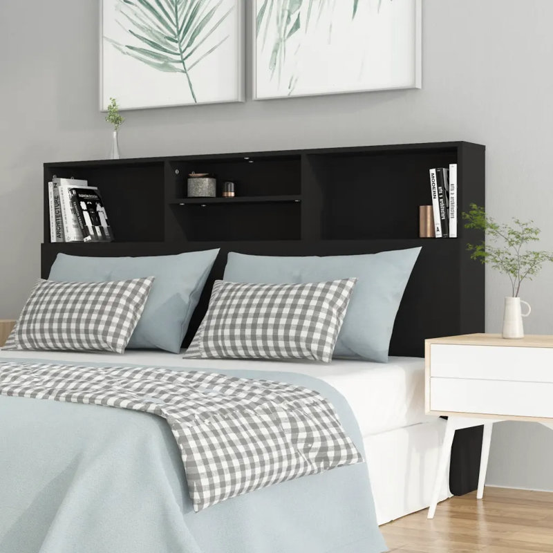 Melby Headboard Cabinet, Black, King (5')