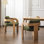 2 chaises de salle à manger en tissu Boucle avec structure en bois d'hévéa naturel et dossier avec coussin lombaire pour les zones de 2 avec structure, accoudoirs courbés, soutien lombaire amélioré