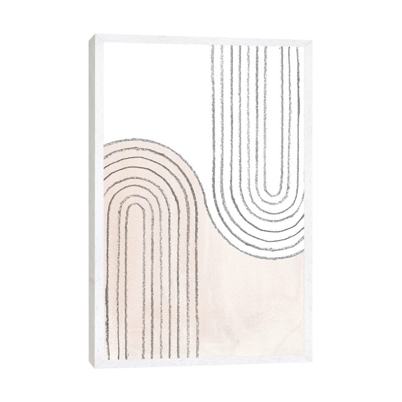 Curved Lines 1 Piece Painting on Canvas, 101.6cm H x 66.04cm W x 3.81cm D, White Framed