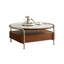 Table basse moderne en pierre frittée de 33,07 pouces avec cadre en acier inoxydable et tiroirs de rangement