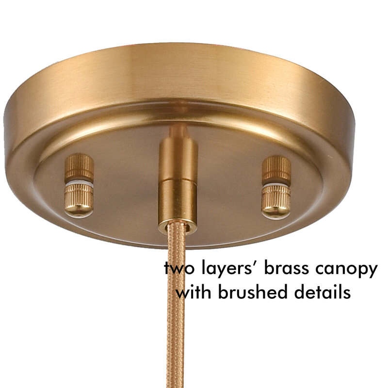 Modern Brass Pendant Light for Kitchen Island with Cylinder Frosted Glass, Clear