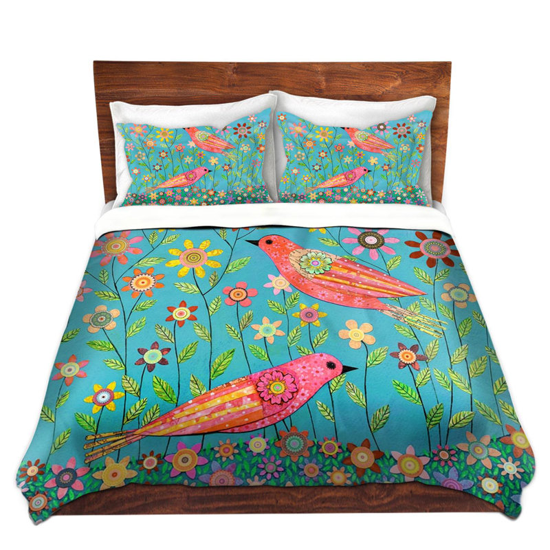  Housse de couette Sascalia Bohemian Birds, Housse de couette simple + 1 taie décorative stan