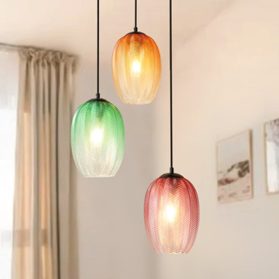 3 - Light Glass Kitchen Island Pendant Light