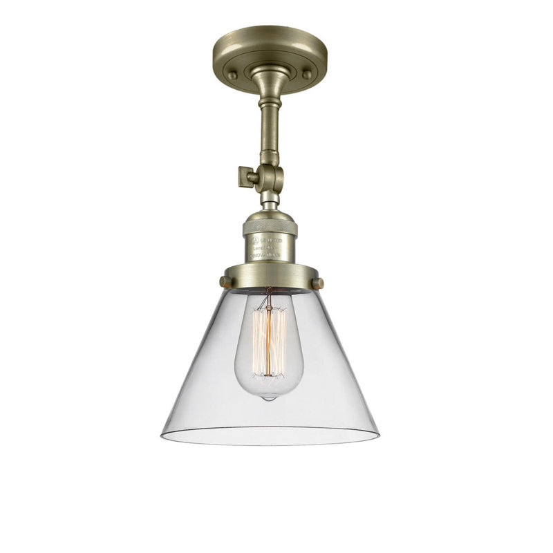 Éclairage de meuble-lavabo inclinable 2 lumières Cone, Ampoule à DEL rétro de 6 watts, Clair, Laiton antique