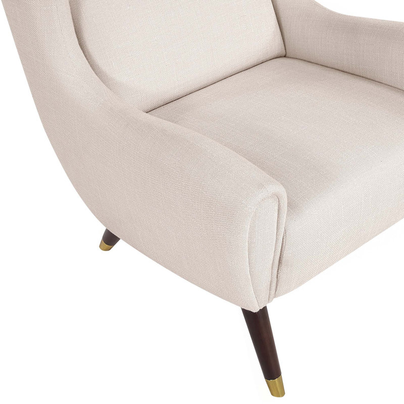 Chaise d'appoint moderne à oreilles rembourrée en bois massif 1pc, Beige