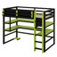 Lit mezzanine multifonctionnel en bois avec bureau intégré, tablettes de rangement et éclairage RVB-1401984345-1401984346