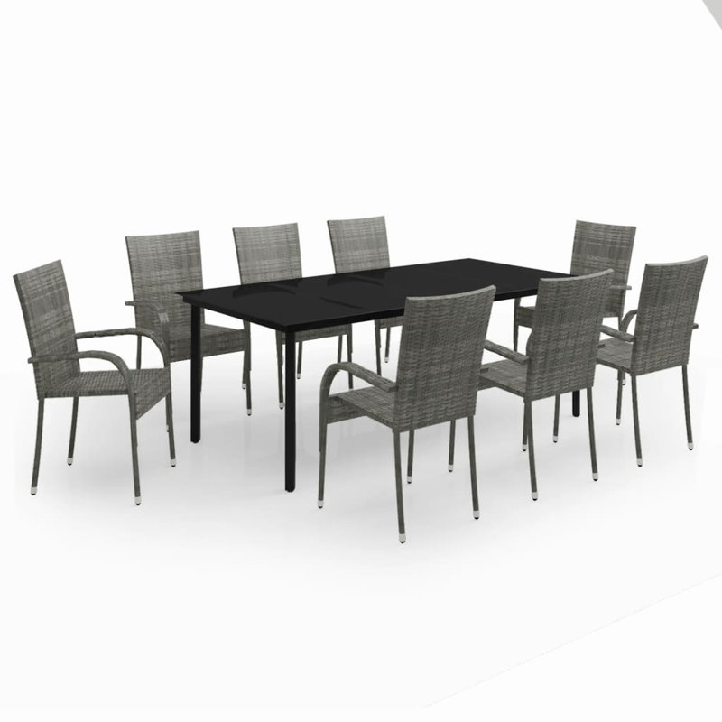 Rectangular 8 - Person Dining Set, Gray