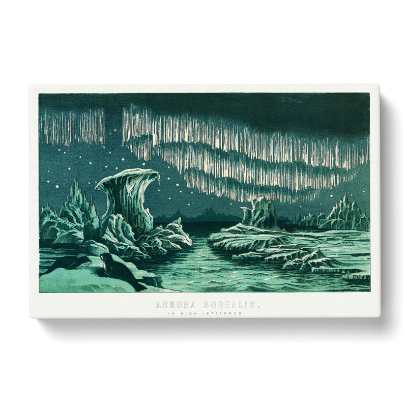 Aurora Borealis Illustration - Wrapped Canvas Painting Pint - Wrapped Canvas, 35cm H x 50cm W x 3cm D