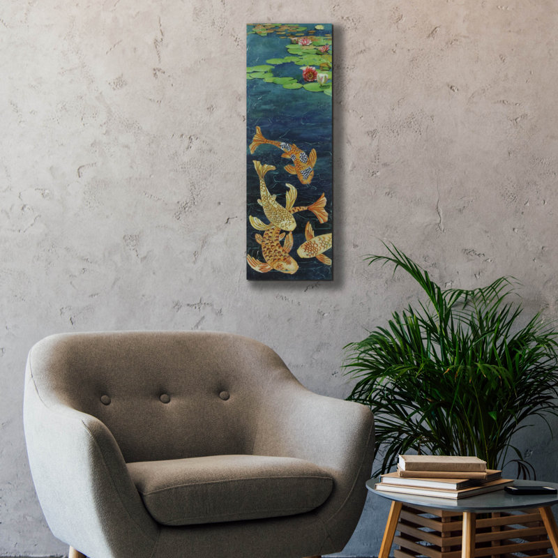 Toile épique Graffiti «Koi Illusion 2» par Chariklia Zarris, 12 po x 36 po