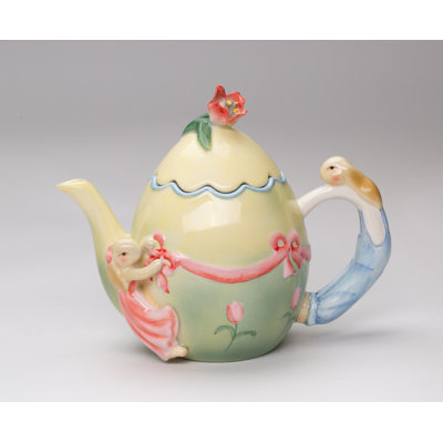 Ceramic Easter Bunny Teapot 5.75"H
