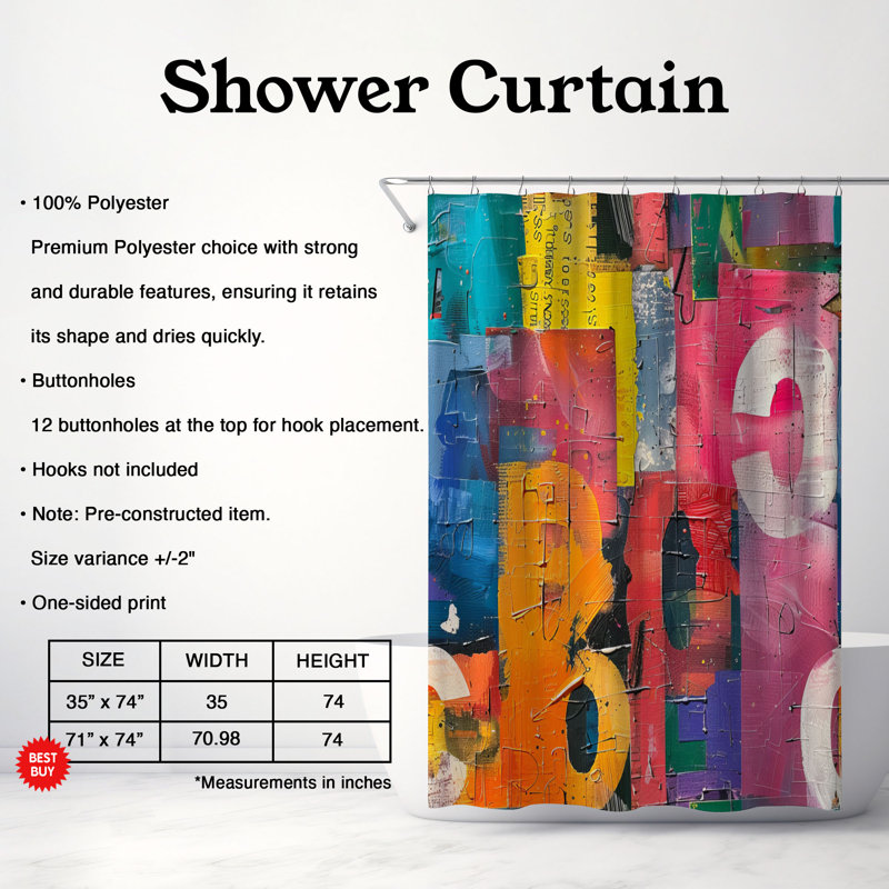 Rideau de douche Dazzle Mash - Premium, H 74 po x l 71 po