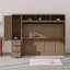 Lit escamotable à rangements multiples avec garde-robe, tiroirs et tablettes ouvertes