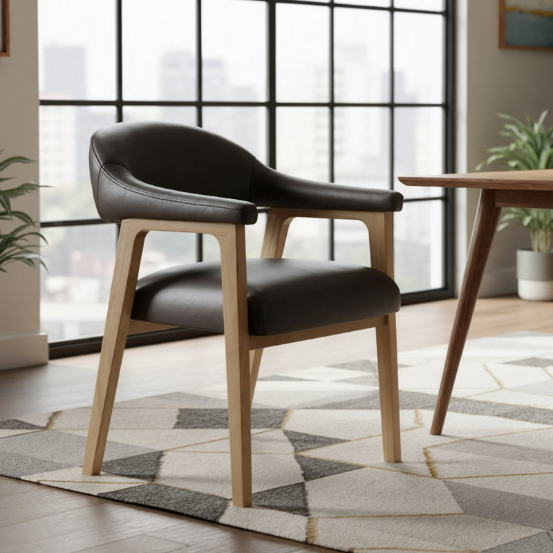 Chaise rembourrée Efren Daina Rosswell, Similicuir bison Copley