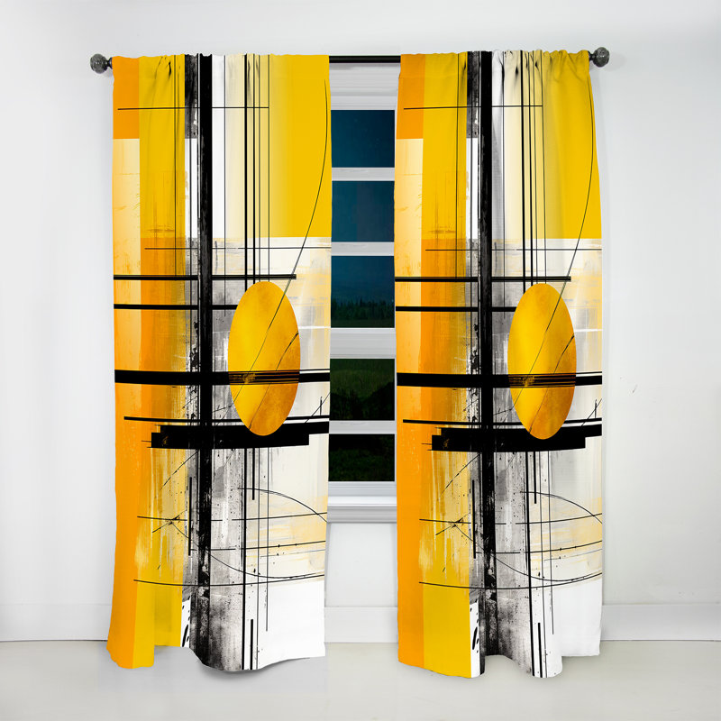 Parwich Yellow Brilliant Echoes Abstract Collages II - Collages Curtain - Velvet Room Darkening - 1 panel, 52" W x 120" L