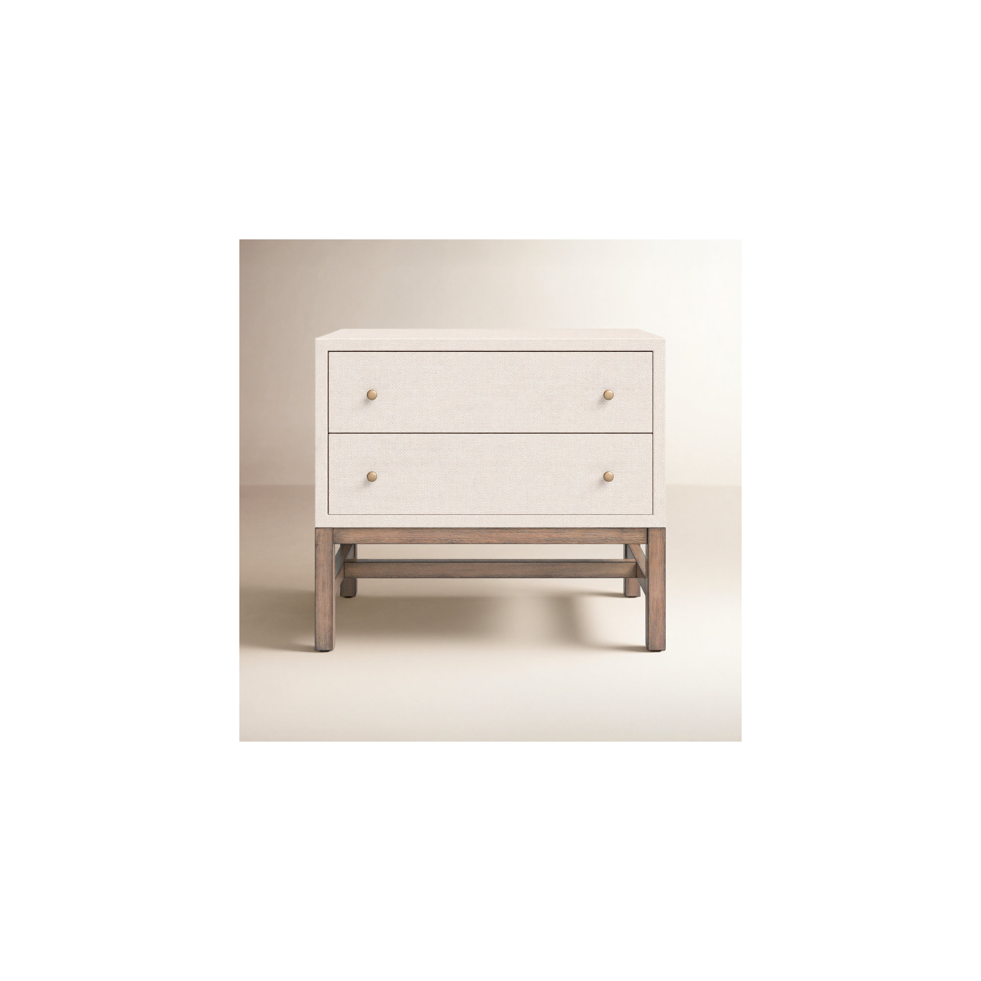 Hakana 2 - Drawer Raffia Nightstand, Ivory Painted Raffia