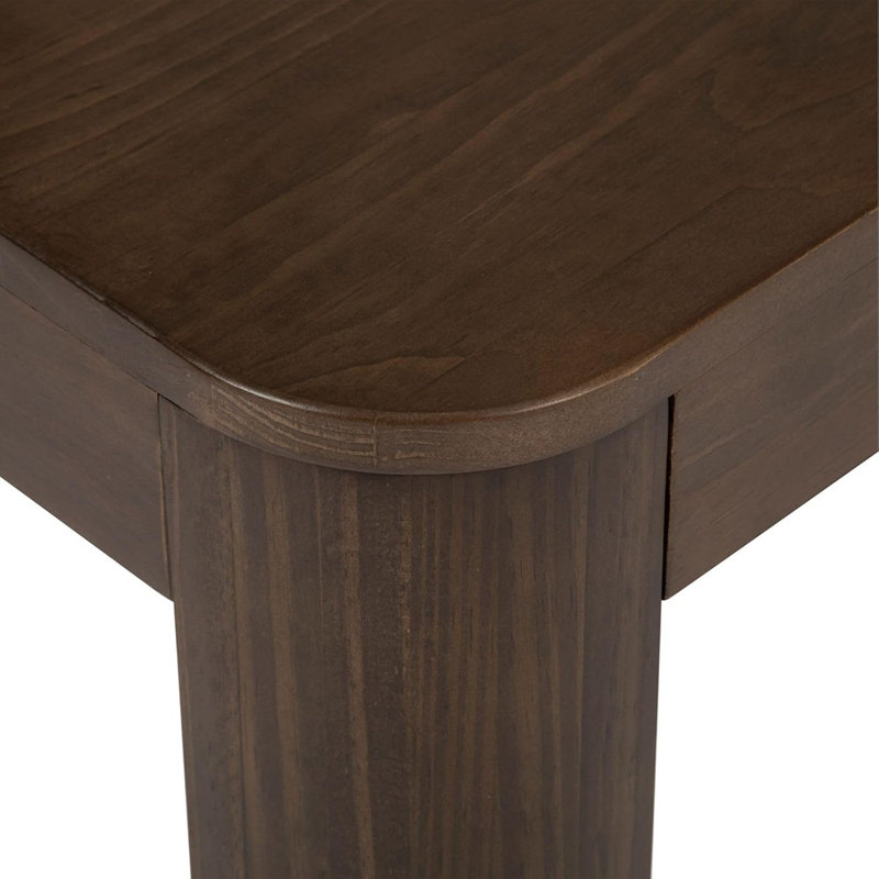 Table basse Modern Modern Rounded, 54 po, table centrale contemporaine en bois massif pour salon, table de thé rectangulaire, noyer