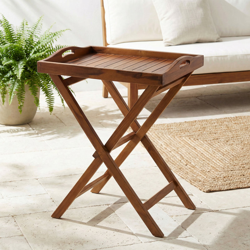 Cecilia Rectangular Teak Folding Outdoor Side Table , 23.5'' in. W 29.75'' in. D
