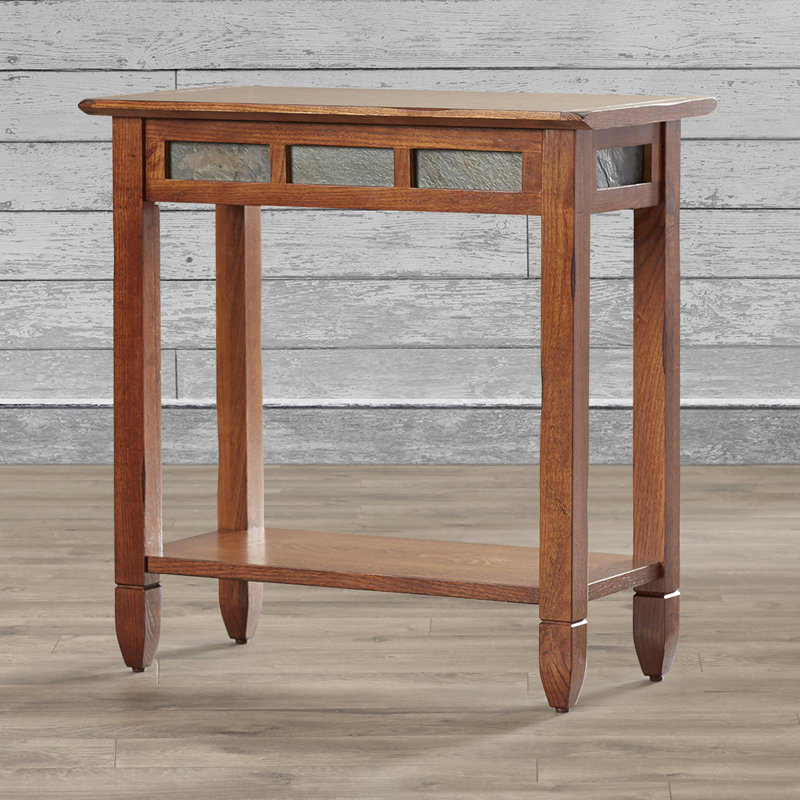 Ardclinis Mountain Oak and Slate Tile End Table, Rustic Oak