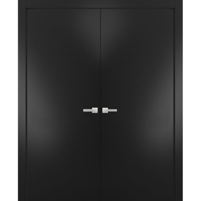 Planum Flush Solid Wood Standard Black Doors