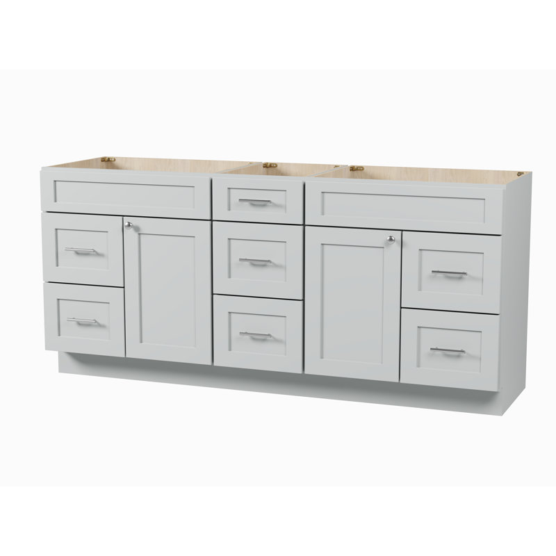 75" Double Bathroom Vanity Base only, Gray