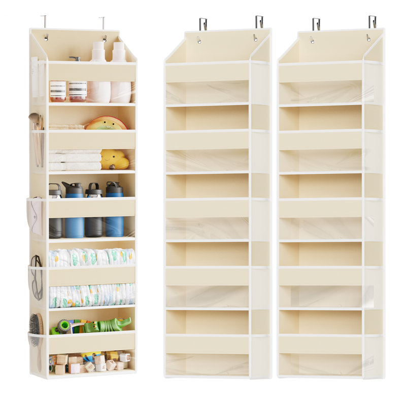 2 Pack Over The Door Organizer, 5-Layer Hanging Storage with 5 Pockets and 10 Mesh Side Pockets for Bedroom, Bathroom, Pantry and Nursery